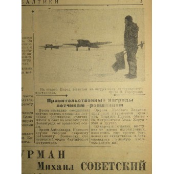 Den sovjetiska tidningen om marinflyg Baltic Pilot 31. Januari 1944. Espenlaub militaria